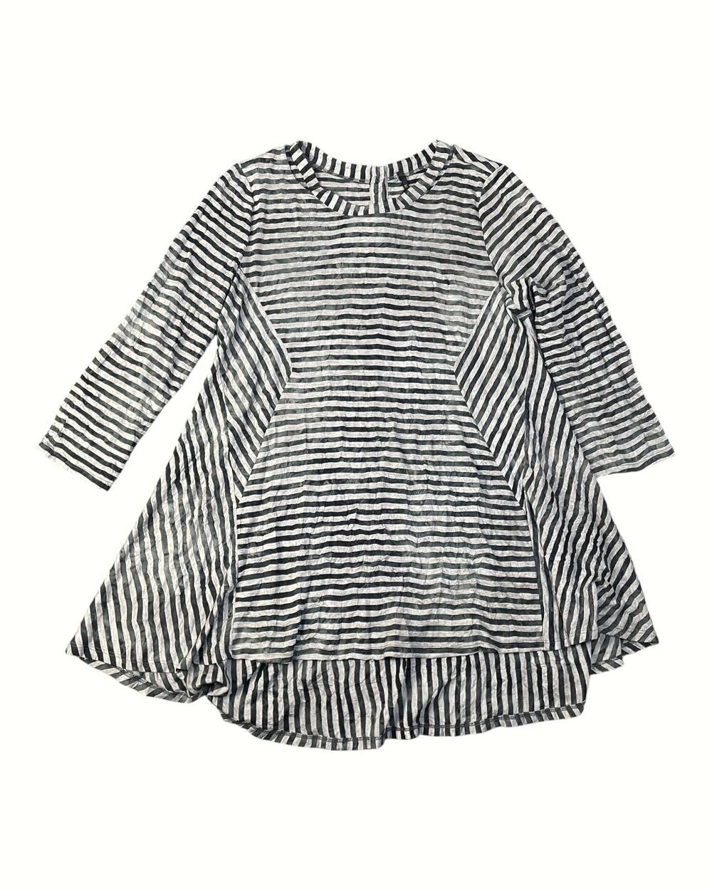 IC By Connie K Women’s Medium Black/Grey Striped Tunic With High/Low Hem